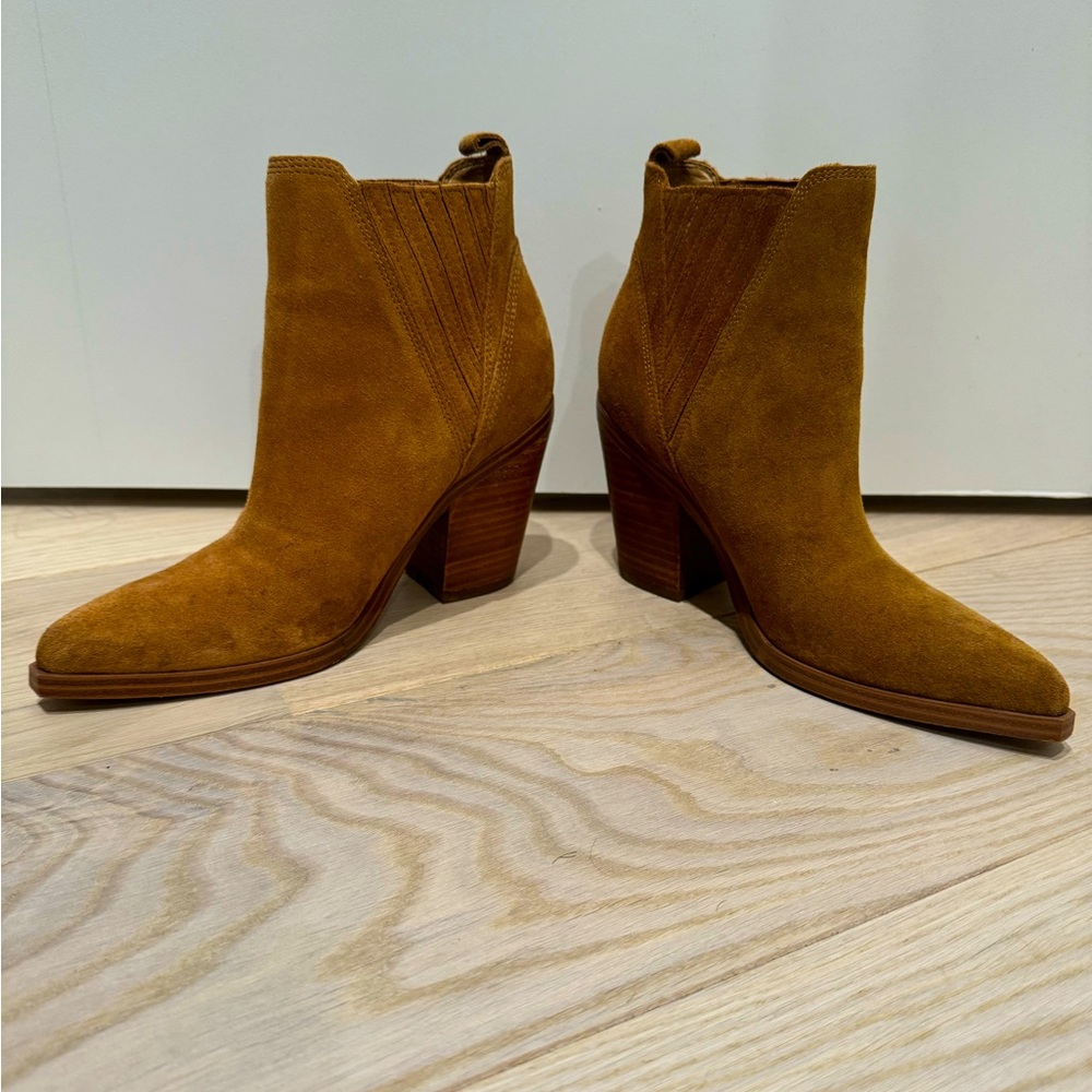 Marc Fisher Suede Tan Boots With 3 In Block Heel,… - image 1